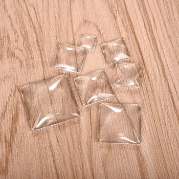 

LIEBE ENGEL Square Clear Cabochons Transparent Glass DIY Jewelry Handmade Pendant Accessories 10mm 15mm 16mm 18mm 20mm 25mm 30mm