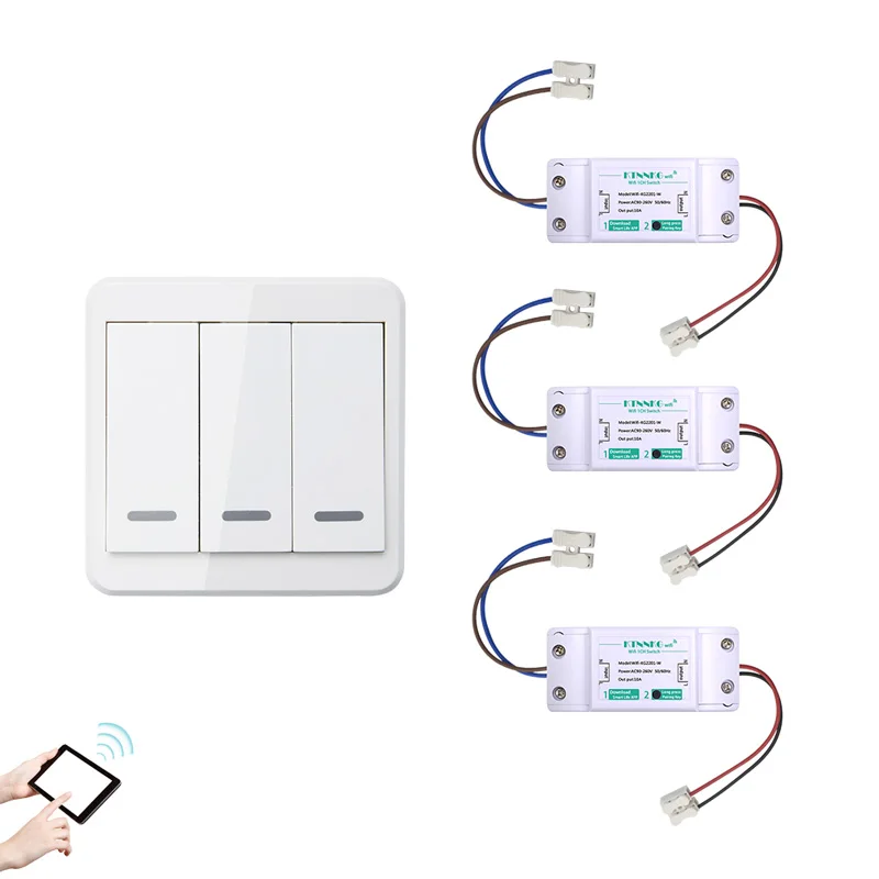 

4pcs/set TUYA Wifi Light Switch 1 Gang Remote Relay Receiver Module Wireless Voice Control for Alexa 433MHz 220V Drop Shipping