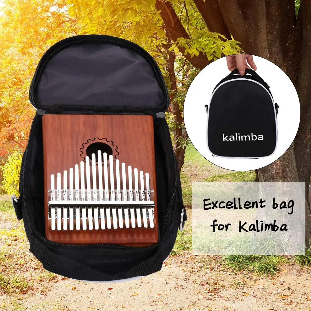 Cena Kalimba Thumb Piano 17 klawiszy z mahoniowym drewnem z torbą, młotkiem i książka muzyczna, idealna dla miłośników muzyki, początkujących, dzieci