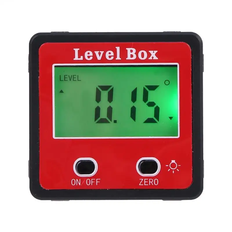  Red Precision Digital Protractor Inclinometer Water Proof Level Box Digital Angle Finder Bevel Box 