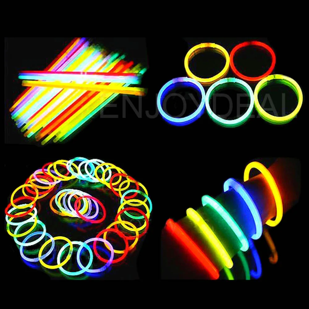 

100pcs Mixed Color Glow Sticks Chemical party Light Sticks Shinning Bracelet Bracelets+ Connectors Concert light stick at night