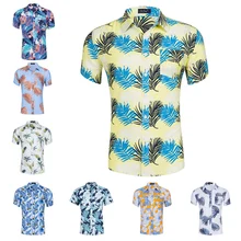 Новое поступление, футболки для серфинга, Летние Гавайские пляжные рубашки, повседневные рубашки с коротким рукавом, быстросохнущие хлопковые купальники с принтом, мужская одежда