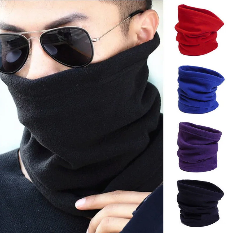 

2018 Brand New Winter Warm Men Women Fleece Snood Scarf Neck Warmer Ski Beanie Hats Balaclava Scarf Unisex Scarf Solid Color