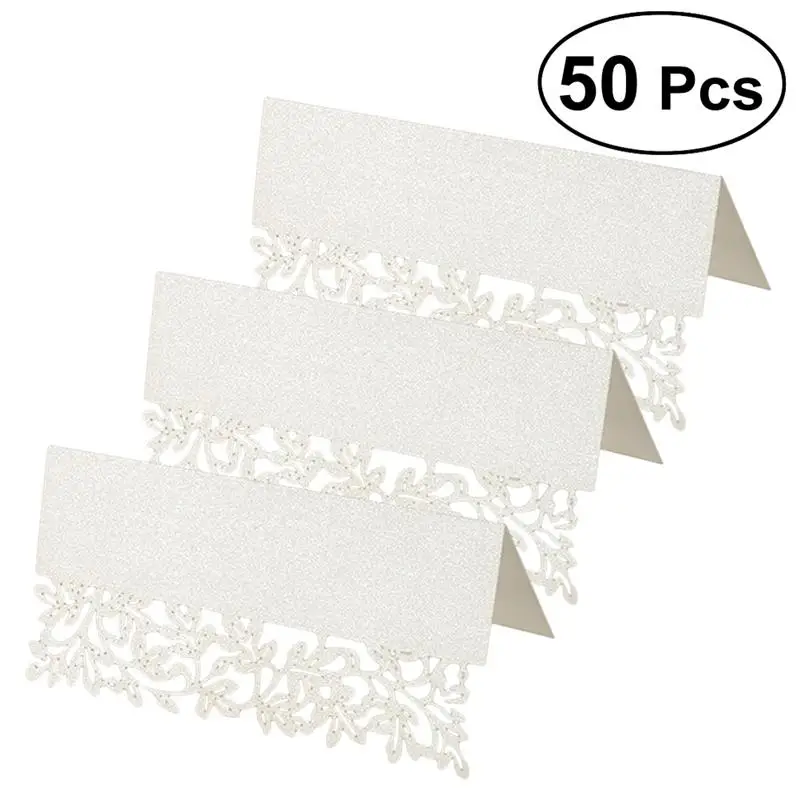 50pcs Hollow Small Tent Cards Name Place Cards Chic Table Cards Place Cards for Celebration Party