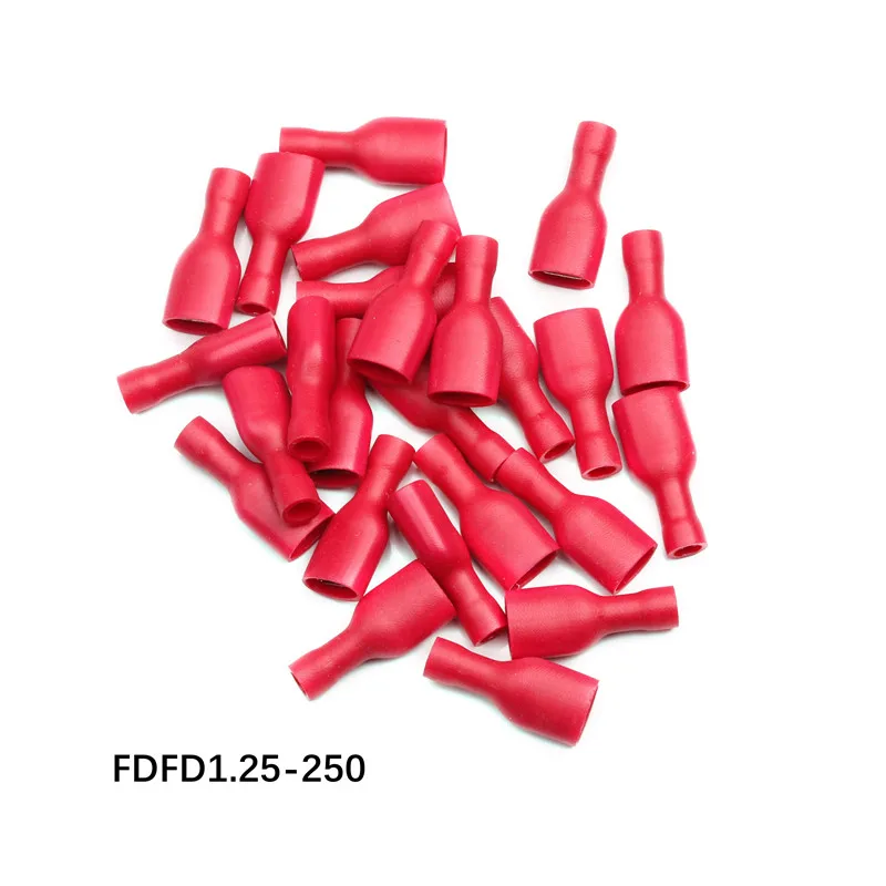 50 шт. FDD 1 25 250 флейта красная розетка + штырь изолированные электрические обжимные