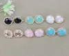 5 Pairs Micro Pave CZ Crystal Glass Round Shape Post Earring Findings with Loop,Cubic Zirconia Crystal Glass Round Stud Earring 3