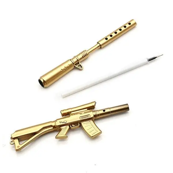 

New Rifle Shape Black Ink Ballpoint Weapon Office Rollerball Ball Point Novelty 0.38mm Metal Pen Stationery