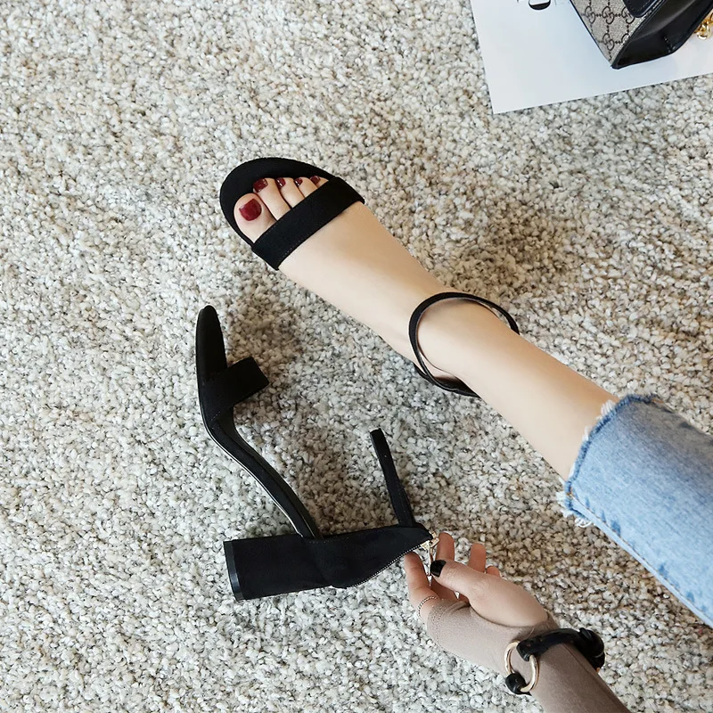

Sandals Woman Exceed Color Buckle Circle Head Toe With Women's Sandals
