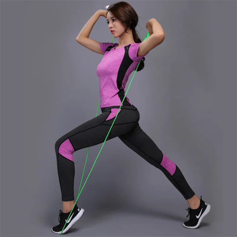 

Women's Yoga Gym Fitness Clothing Shirt + Pants Jogging Running Training Yoga Leggings Sport Suit Female Sportswear