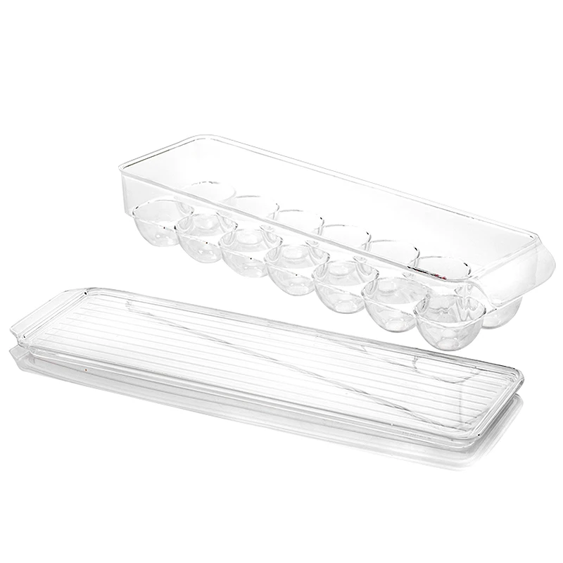 

14 Grid Clear Acrylic Fridge Refrigerator Egg Storage Holder Organizer Tray Fresh Plastic Egg Container For Kitchen