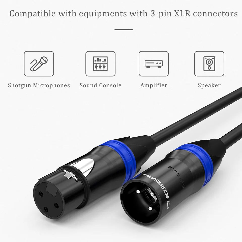 Кабель XLR CHOSEAL с разъемом Папа мама сбалансированный 3 контактный микрофон