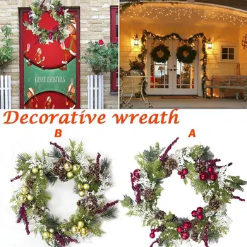 

Christmas Garland Rattan Red Fruit Wreath Shopping Mall Window Decoration Pendant Door Hanging Decorative Artificial Flowers