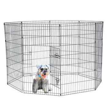 

42" Tall Wire Fence Pet Dog Cat Folding Exercise Yard 8 Panel Metal Play Pen Black Rust Resistant Finish Durability Longevity