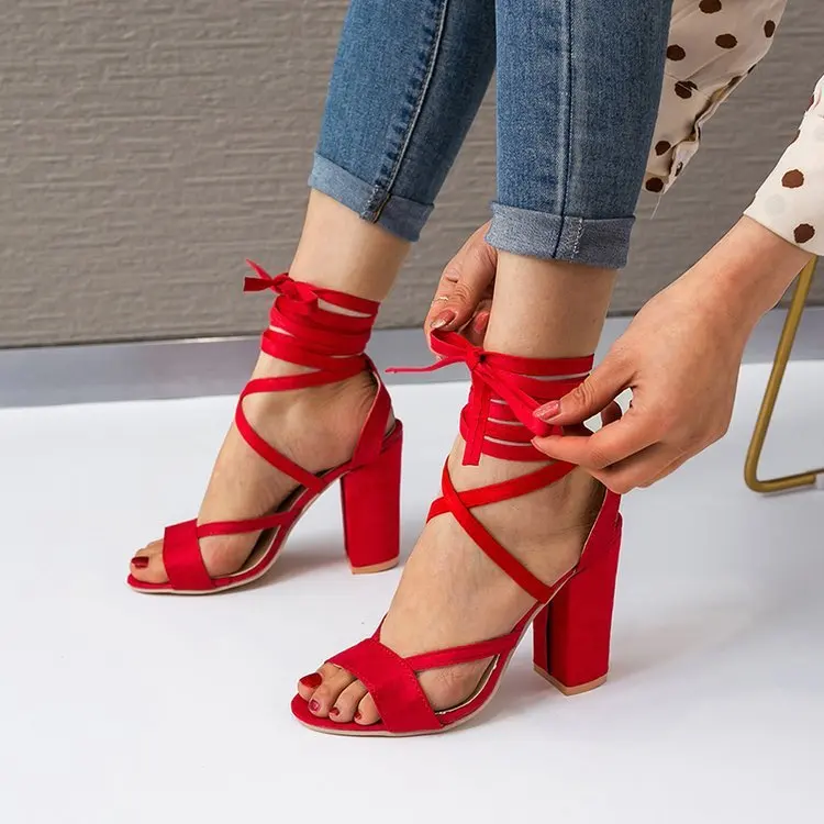 

Super High Women's Shoes Hollow Out Coarse Fish Mouth Perennial Fund Woman Sandals Bandage