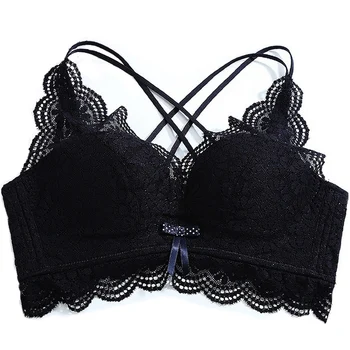

Lace Deep V Gathered Underwear Without Rims No Traces Of A Variety Of Wearing Cross-Back Beauty Bra