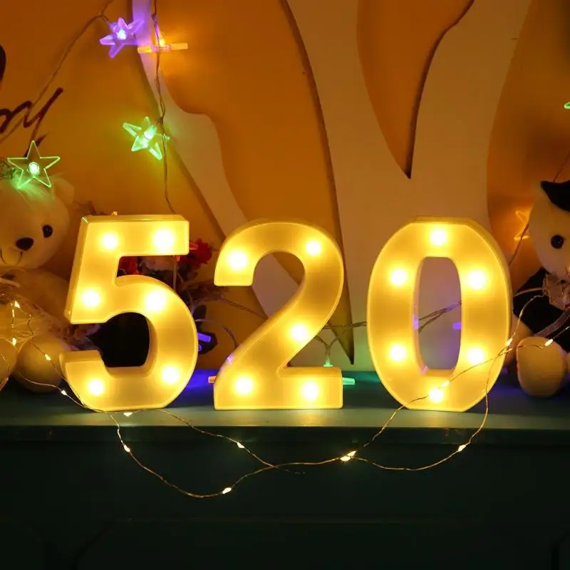 

Luminous 3D letter Number LED Light 10 Number Led Light Wall Lamp Hanging Wedding Party Decoration Light Decor Lamp Creaty