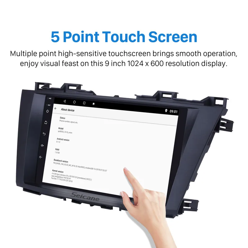 Sale Seicane Android 7.1/8.1 9 inch Car Multimedia Player for 2009 2010 2011 2012 Mazda 5 with Quad-core CPU WIFI USB GPS Navi Radio 2