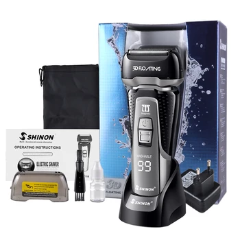 

4 Blade Professional Wet &amp Dry Shaver Rechargeable Electric Shaver Razor For Men Beard Trimmer Shaving Machine LCD Disp
