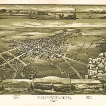 Античная Карта Геттисберга Пенсильвания 1888 Adams County постер печать (36x54) | Дом и сад