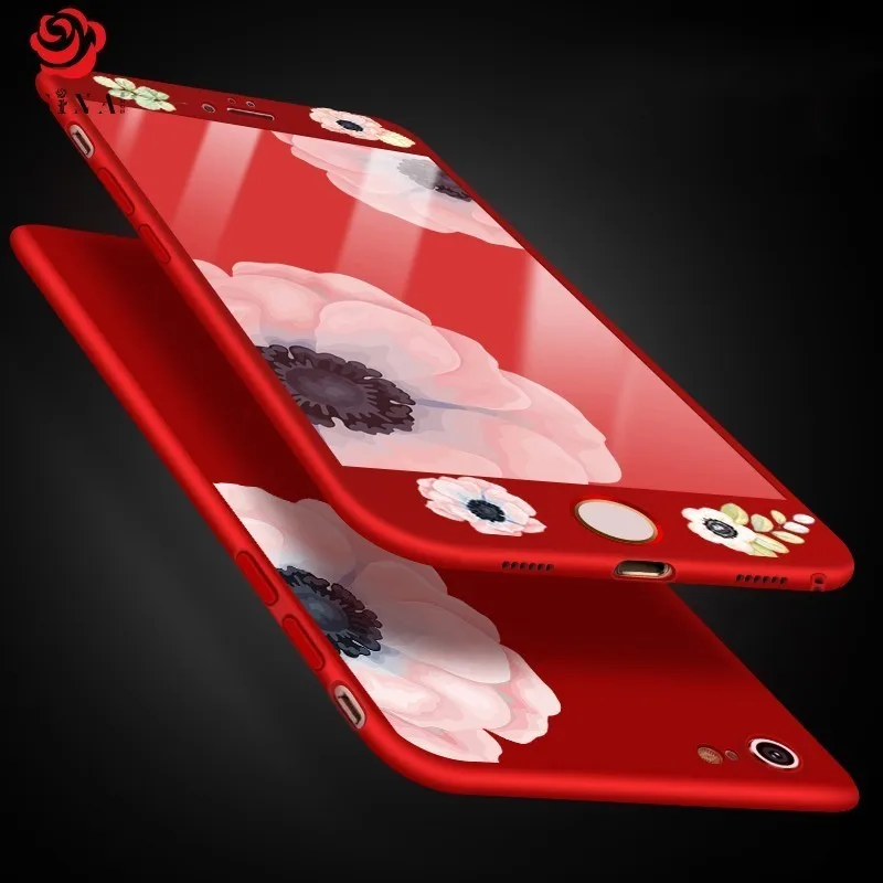 

360 Dergee iPhone 7 Case Silicone Full Cover Case Floral Flower Pattern Cases For iPhone 6 6s 7 8 Plus X Bumper Fundas Coque