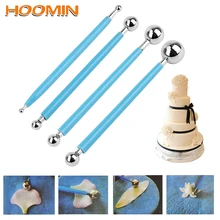 HOOMIN 4 шт. Полимерная глина инструменты Sugarcarft помадка комплект для украшения торта формовочный шар палочки из нержавеющей стали кухонные аксессуары