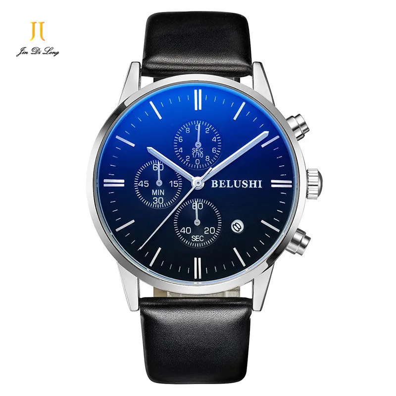 

Fashion Men's Vintage Quartz Watches Genuine Leather Strap Waterproof Watches Stainless Steel Dial Window Hardlex Watches