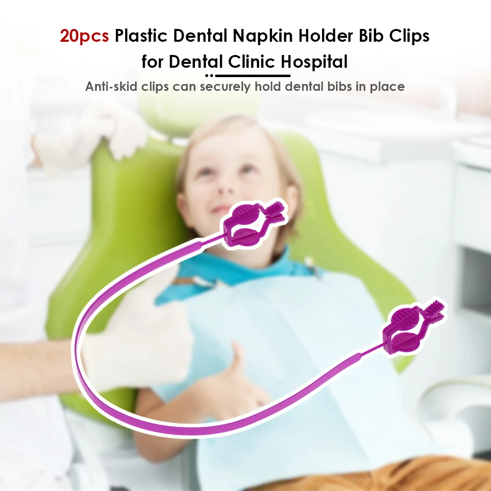 20pcs Dental Bib Clips Plastic Dental Napkin Holder Bib Clips for