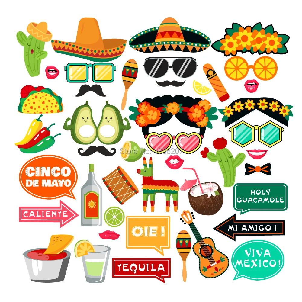 Мексиканская фиеста с блестками для студийной Фотокабины Cinco de Mayo вечерние