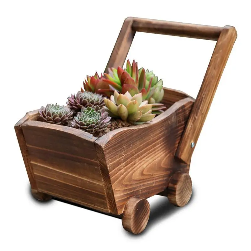 

Practical Personalized Rectangular Cartoon Cart Shaped Flowerpot Fashion Beautiful Carbonized Succulent Plants Pot Bonsai
