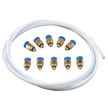 

10 Pcs PC4-M6 Male Straight Pneumatic PEFE Tube Push Fitting Connector Quick Fittings, And 2 Meters PTFE Teflon Bowden Tube (4