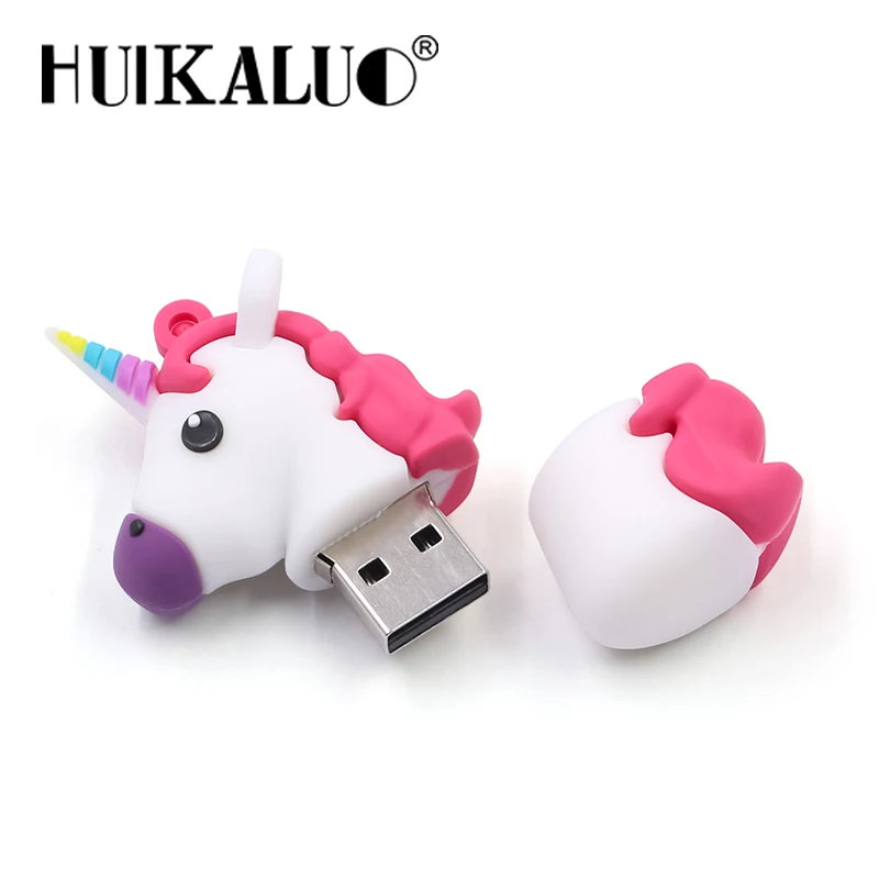 Новый стиль мультфильм флеш накопитель в виде единорога диск 64 ГБ 32 usb флэш 128