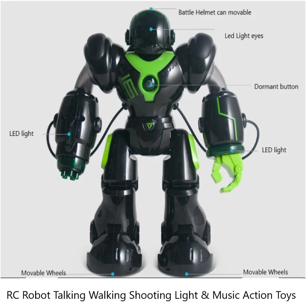 

Intelligent IR RC Robot Talking Walking Shooting Light And Music Toy Fighting Sing Dance Mode Intelligent Program Toys Black
