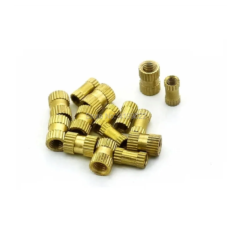 

20pcs/50pcs/100pcs m1.4 M2 M2.5 M3 M4 M5 M6 M8 Braas insert nut Injection Molding Brass Double Pass Knurled Thread Inserts Nuts