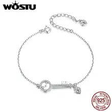 WOSTU, высокое качество, 925 пробы, серебряные браслеты с замком любви для женщин, браслеты для свадьбы, помолвки, серебряные 925 ювелирные изделия CQB115