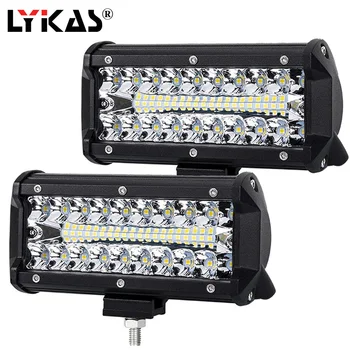 

LYKAS 7 Inch 120W Led Work Light Bar Spot Flood Combo Beam Triple Row Led Fog Lamp Driving Light for OffRoad UTV ATV 12V 24V