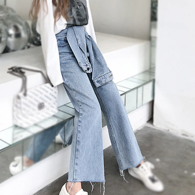 Ropa Cintura Oc477 Marea La Moda Vaqueros Cremalleras Primavera Empalme Las Nuevo Pantalones Shengpalae black 2019 Mujeres Alta Blue Streetwear De Los fTyZU4