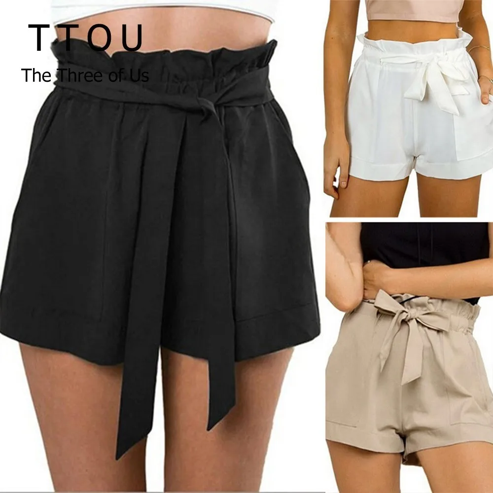 TTOU 2019 Новые Летние повседневные шорты пляжные Высокая Талия Короткие Модные женские для женщин шнурок оборками Свободные
