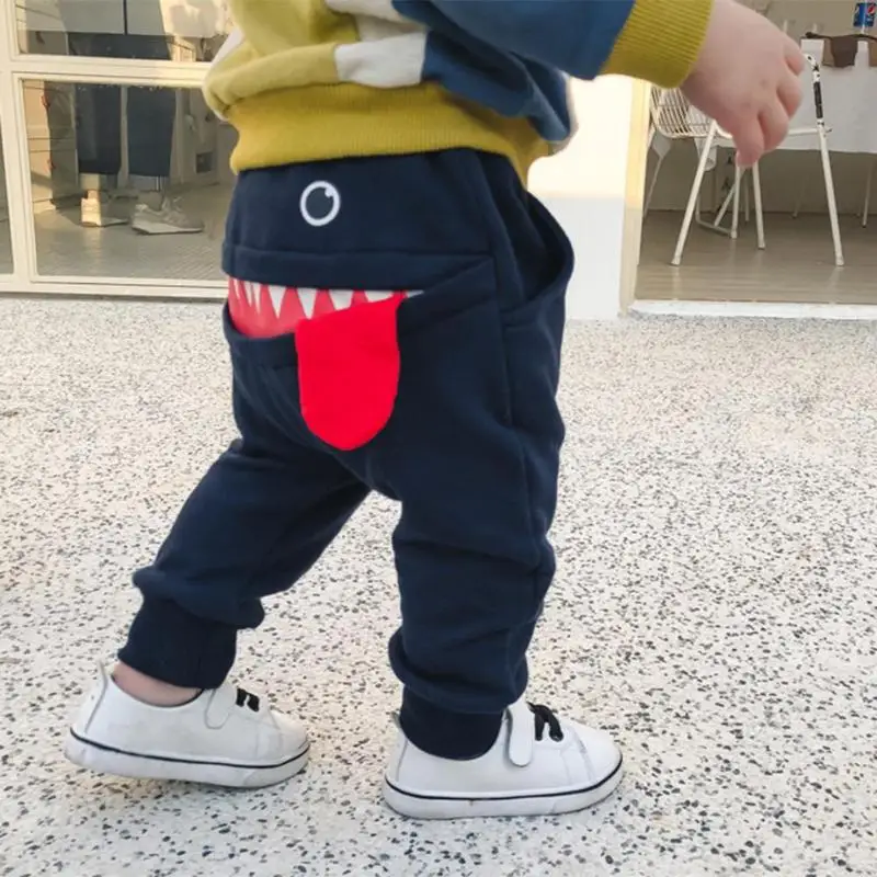 

Winter Baby Cartoon Mouth Sweatpants Elastic Cotton Trousers Harem Pants