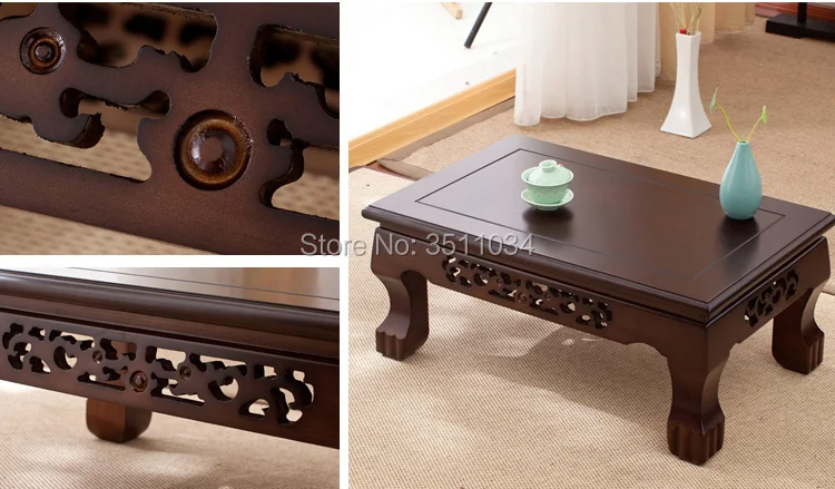 Oak color Oriental Antique Furniture Design Japanese Floor Tea Table Small Size Living Room Wooden Coffee Tatami Low Table Wood
