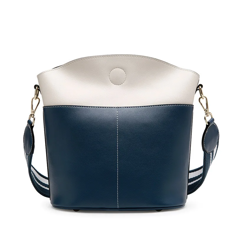 

Kajie Genuine Leather Luxury Handbags Bucket Hit Color Ladies Shoulder Messenger Crossbody Bags Designer For Women Bag Basket