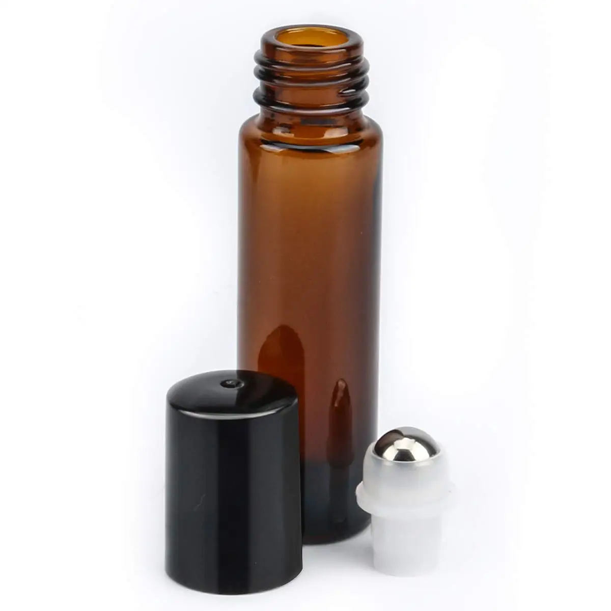 24Pcs 10ml Thick Amber Essential Oil Glass Bottle Stainless Steel Roller Ball Bottles Roller Bottle (3 Dropper,2 Bottle Opener)