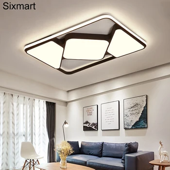 

White Black LED Chandeliers Lamps For Living Room Bedroom Iron Chassis Remote Control Lighting Light Lustres AC110 220V