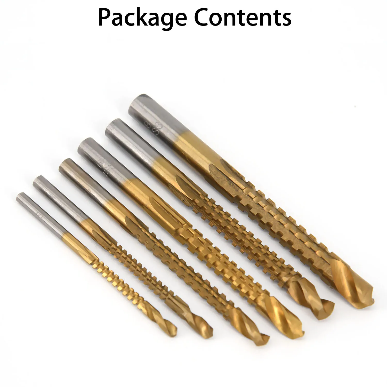 

6pcs 3-8mm Titanium Coated HSS Drill Bit Electric Drill Bits Set Metal Hole Grooving Drill Saw Carpenter Woodworking Tools