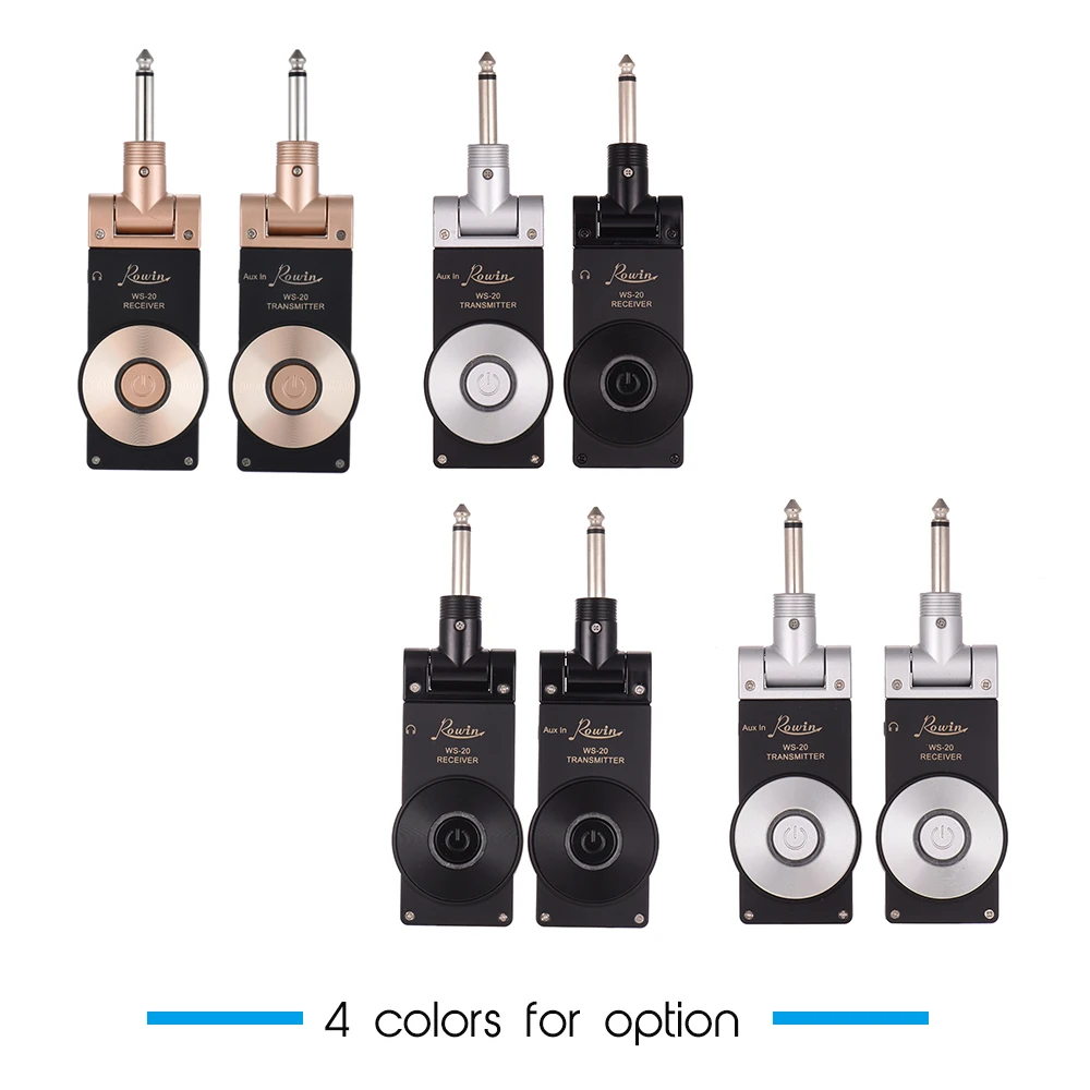 

Rowin WS-20 2.4G Wireless Electric Guitar Transmitter Receiver Set 30 Meters Transmission Range with USB Charging Cable 4 colors