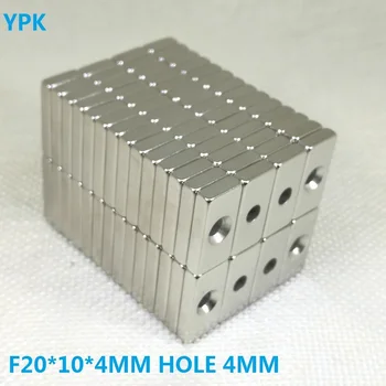 

50 100pcs/lot N35 Neodymium magnet 20x10x4 mm hole 4 mm Super Strong magnet 20*10*4 mm NdFeB magnet 20mm x 10mm x 4mm