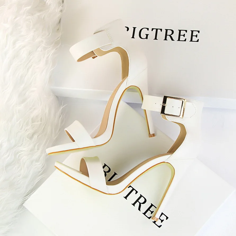

Waterproof Toe High-heeled Shoes Woman Silks Satins Sandals Woman Summer