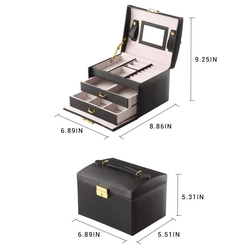 Чехол для коробок/косметических коробок, косметических и ювелирных изделий, косметический чехол с 2 ящиками, 3 слоя