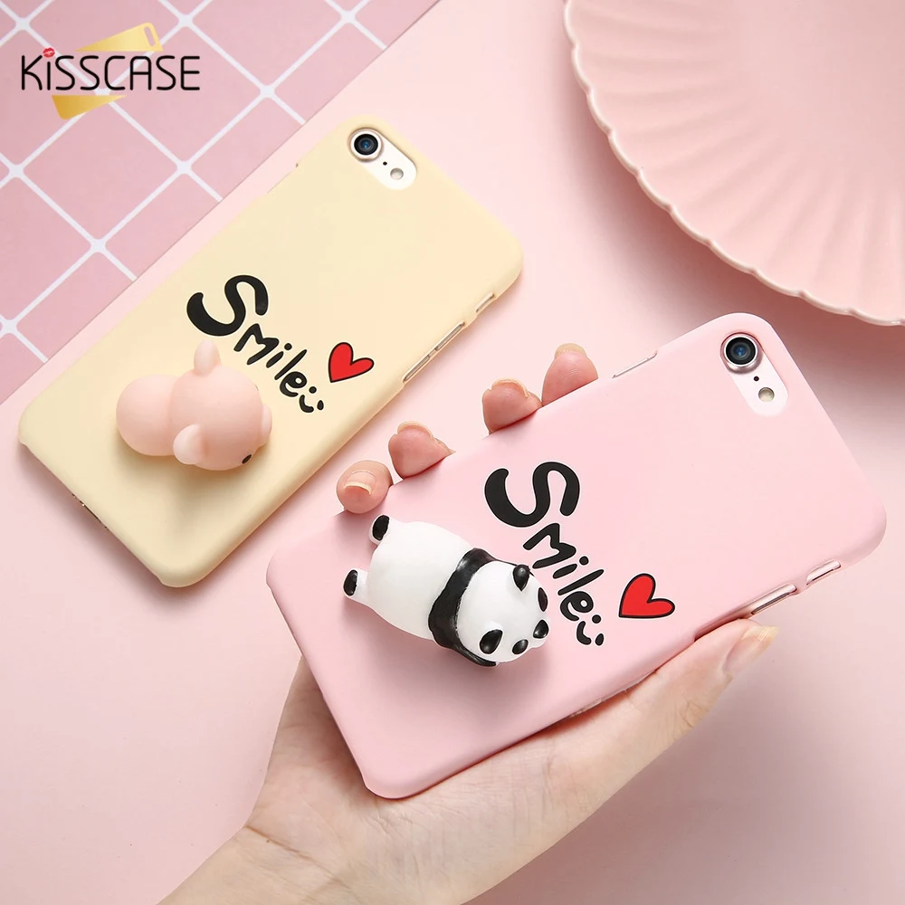 KISSCASE 3D чехол с животными для iPhone 5 SE 5S милый мягкий силиконовый снятия стресса 6s 6 8