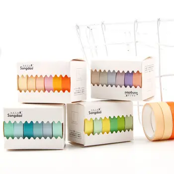 

6pcs Concise Style Solid Color Washi Masking Tape Set Stickers Scrapbooking DIY Stationery