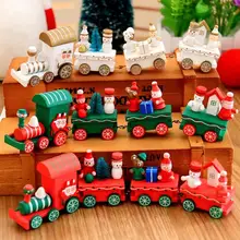

4pcs/set Wood Christmas Xmas Train Decoration Decor Gift Mini Christmas Train Wooden Train Model Vehicle Toys For Children S3
